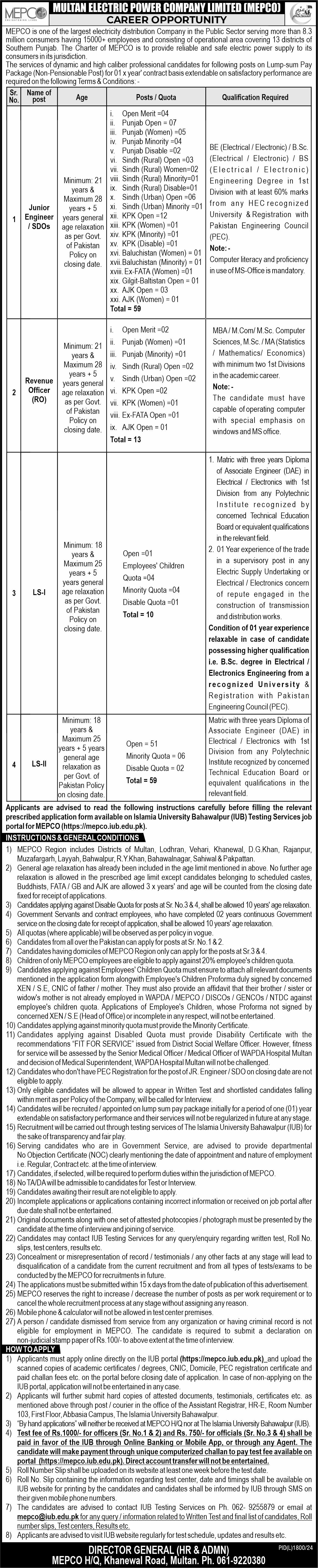 MEPCO Latest Jobs 2025 Advertisement