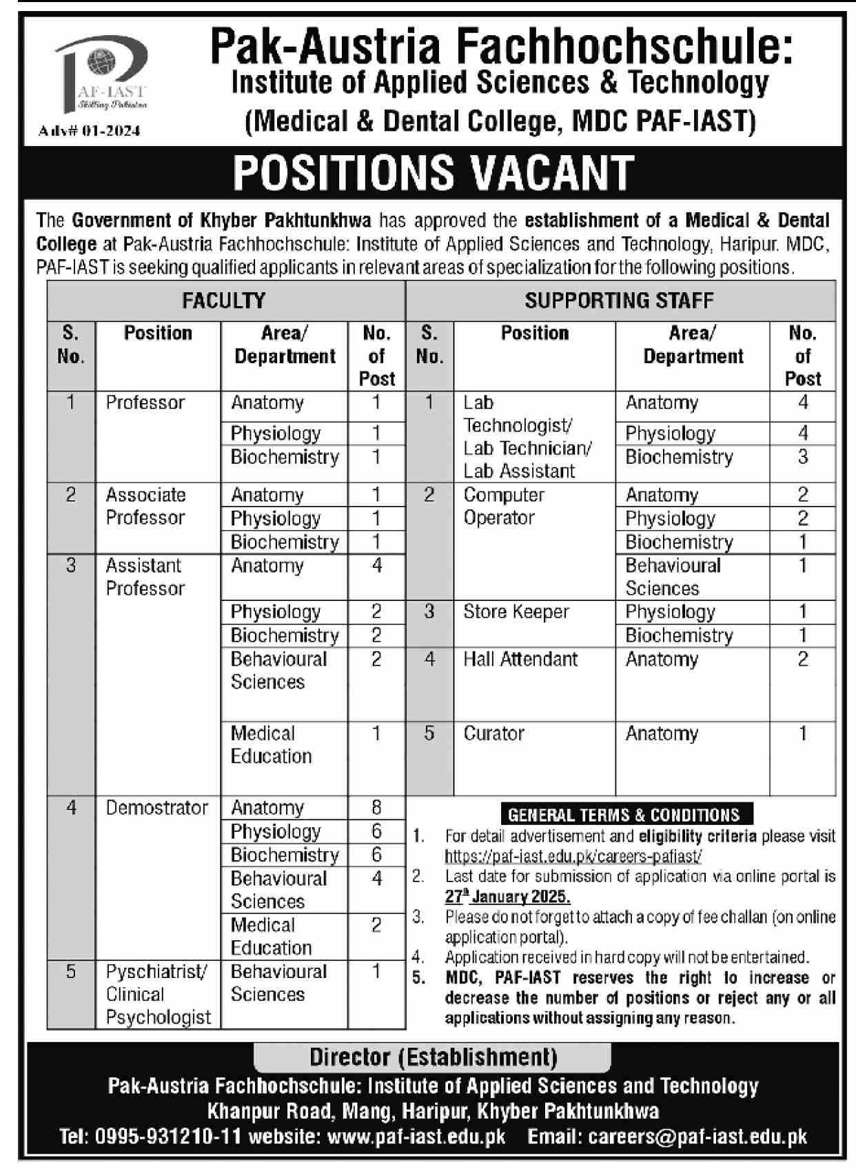 Latest Jobs 2025 Pak Austria PAF jobs Advertisement