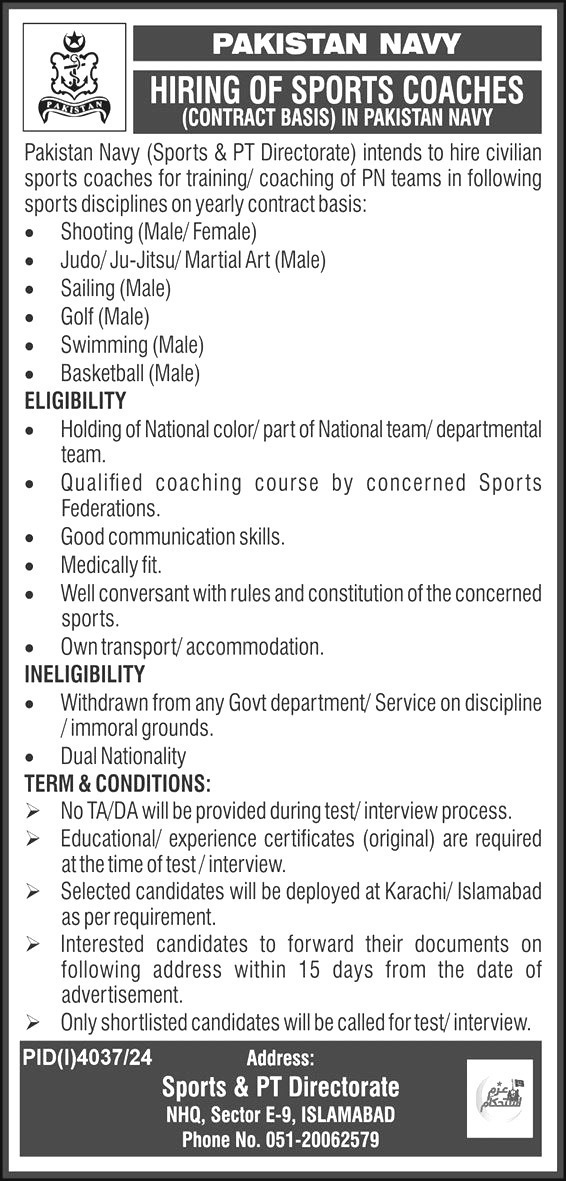 Pakistan Navy Jobs 2025 Advertisement