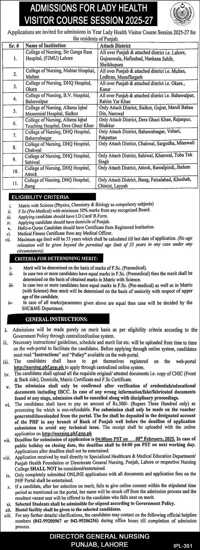 LHV Health Visitor Jobs 2025 Advertisement