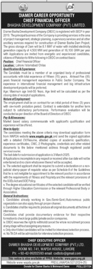 WAPDA Diamer Basha Development Company DBDC Jobs 2025