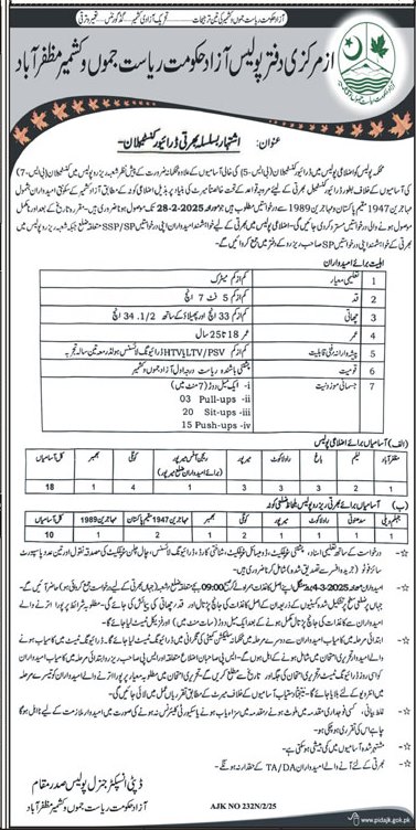 AJK Police Driver Jobs 2025 – Apply Now 