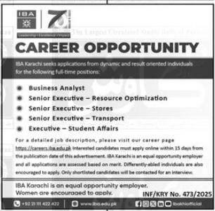 Institute Of Business Administration IBA Karachi Jobs 2025 